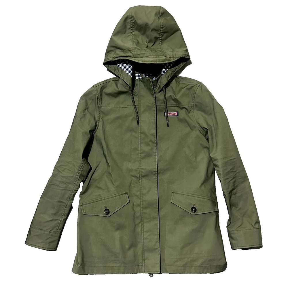 Vineyard Vines Spring Anorak Rain Jacket Small Green Women's Hooded Waterproof